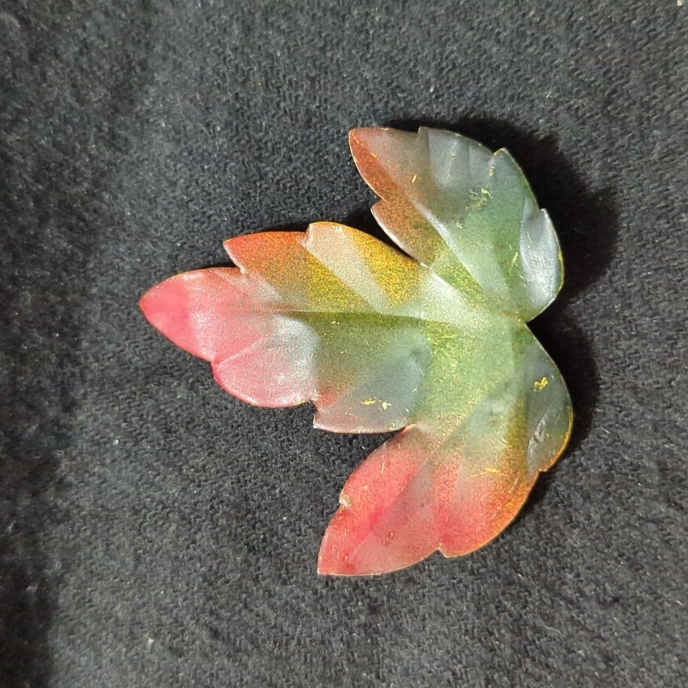 Red Orange Green Fall Leaf Lightweight Statement Brooch Pin